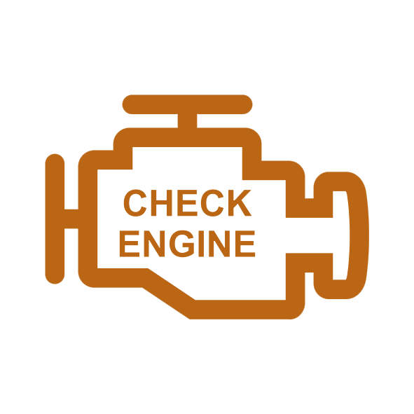 Check engine warning sign isolated in black background. Engine repair vector